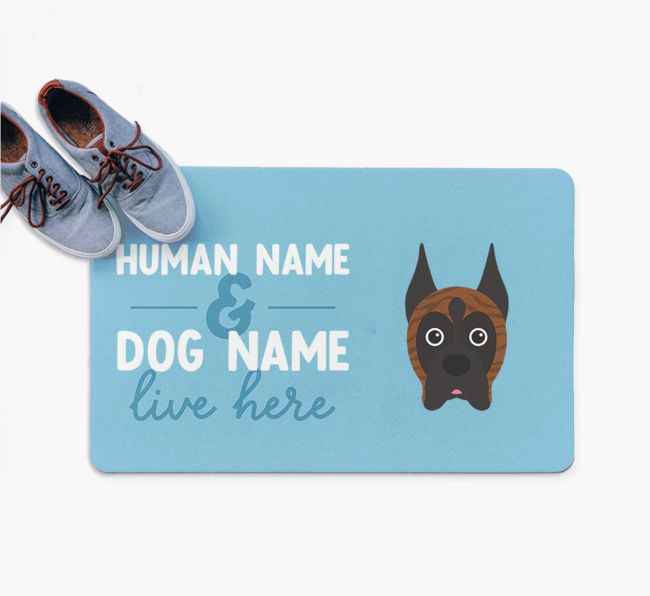 Human & Dog Live Here: Personalized {breedFullName} Doormat